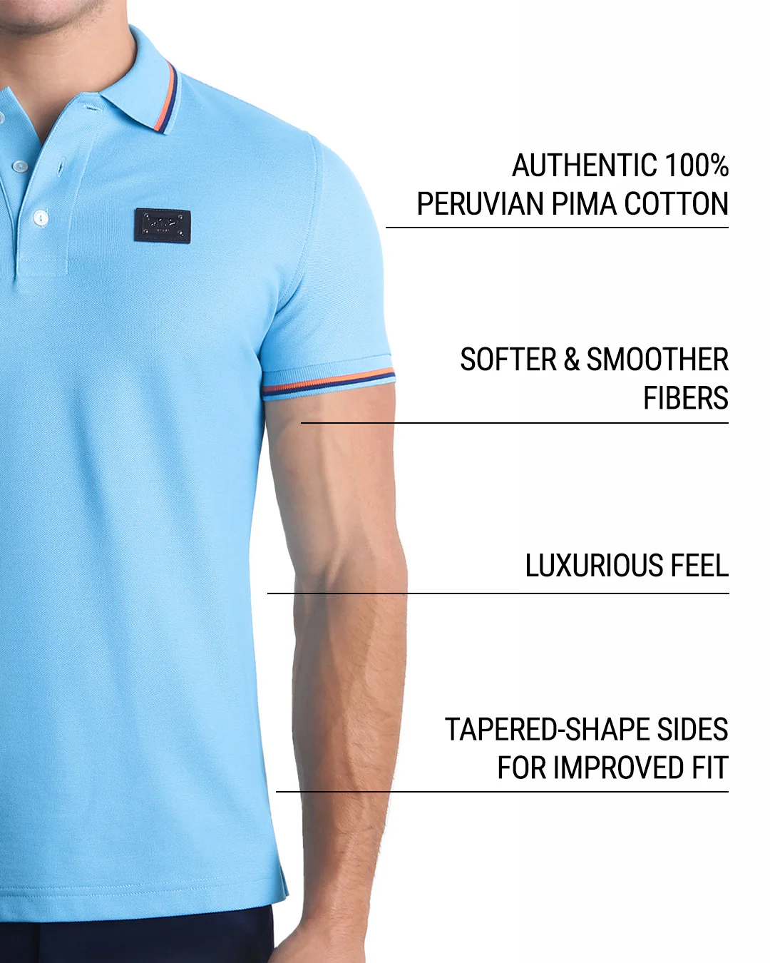 BISCAYNE LIGHT BLUE - Polo Shirt Pima Cotton Peru | DC2 - Image 4