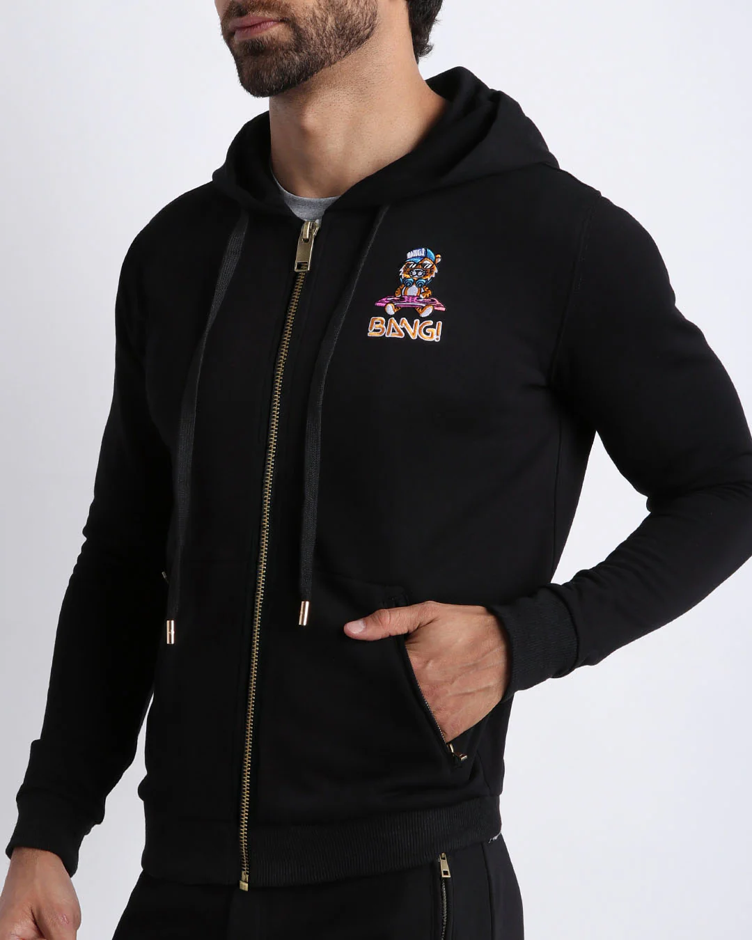 BLACK - Tracksuit Hoodie Jacket