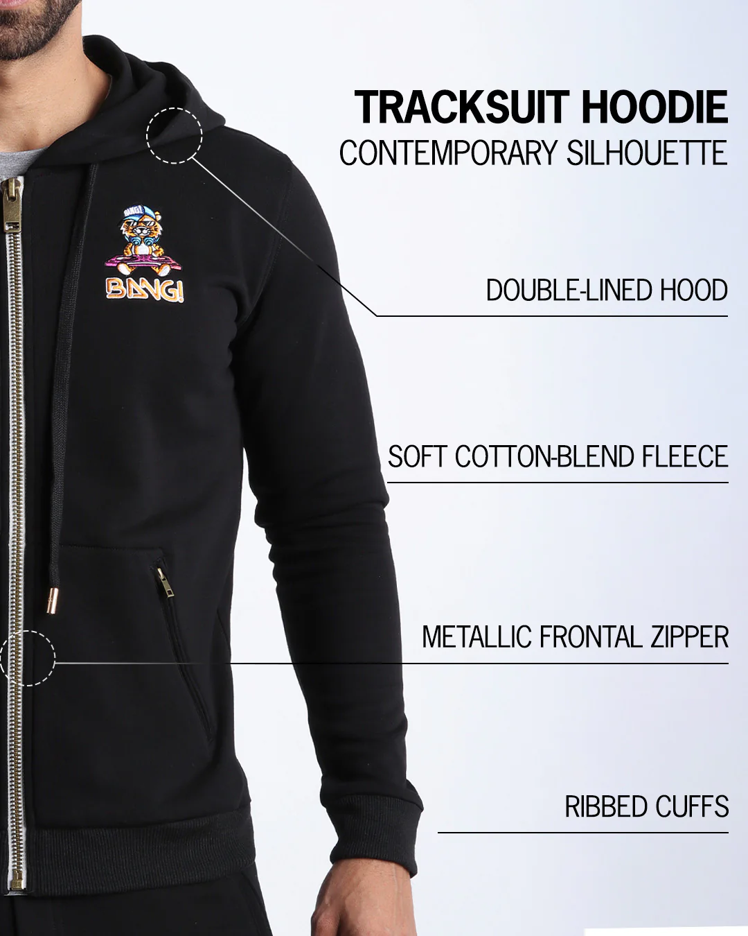 BLACK - Tracksuit Hoodie Jacket - Image 6