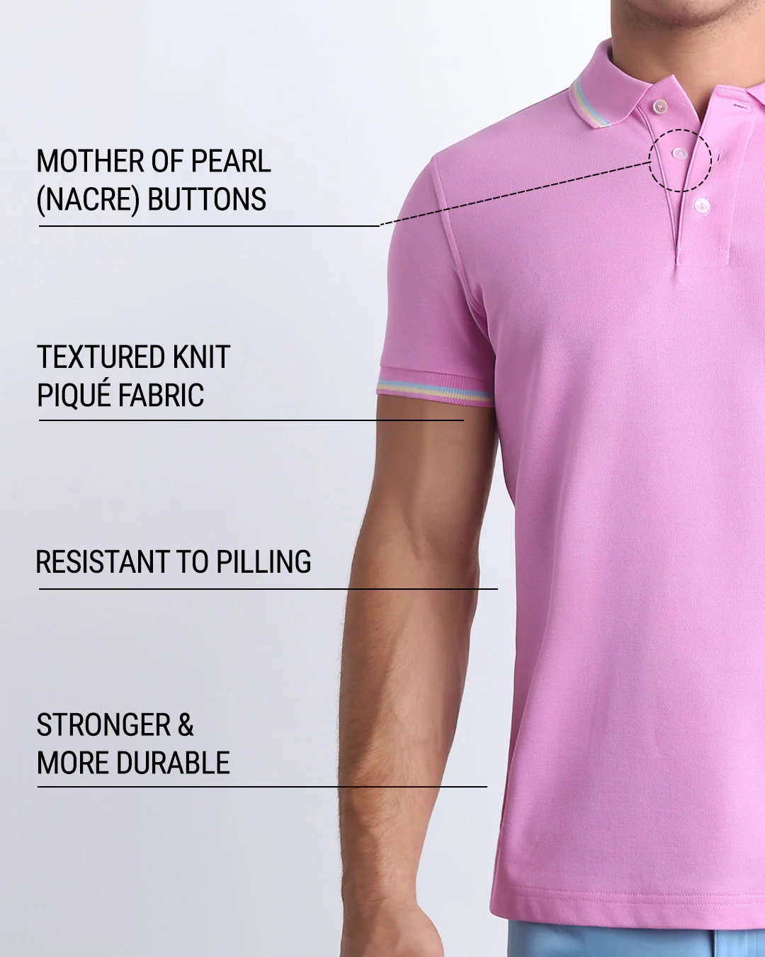 BONBON PINK - Polo Shirt Pima Cotton Peru | DC2 - Image 5
