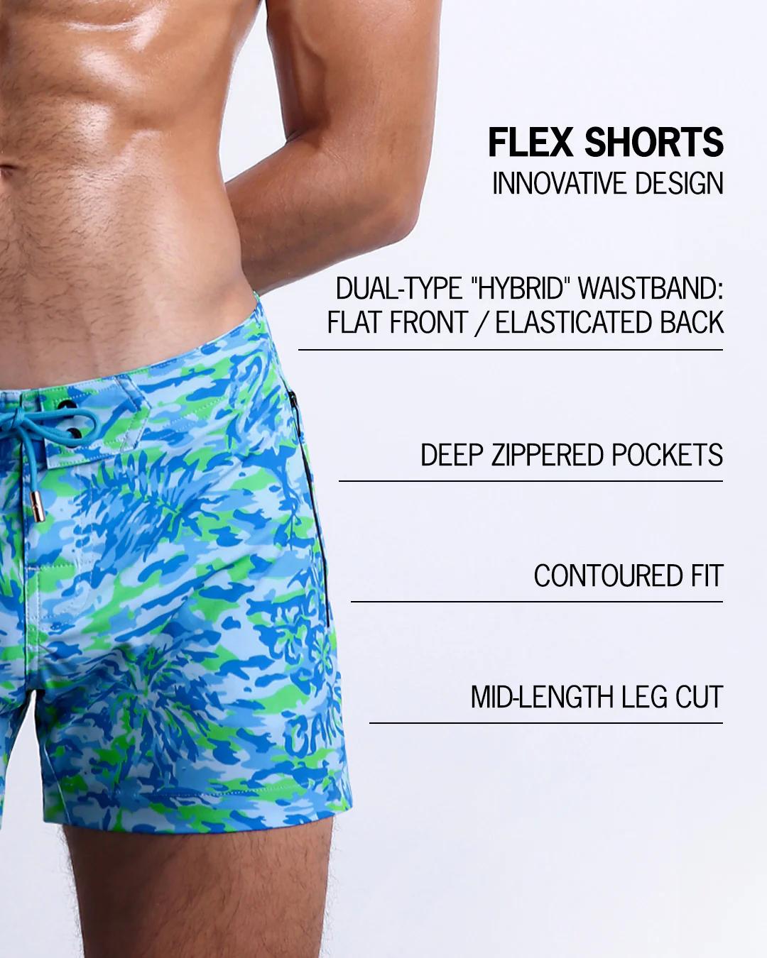 CAMO POP (BLUE/GREEN) - Flex Shorts - Image 5
