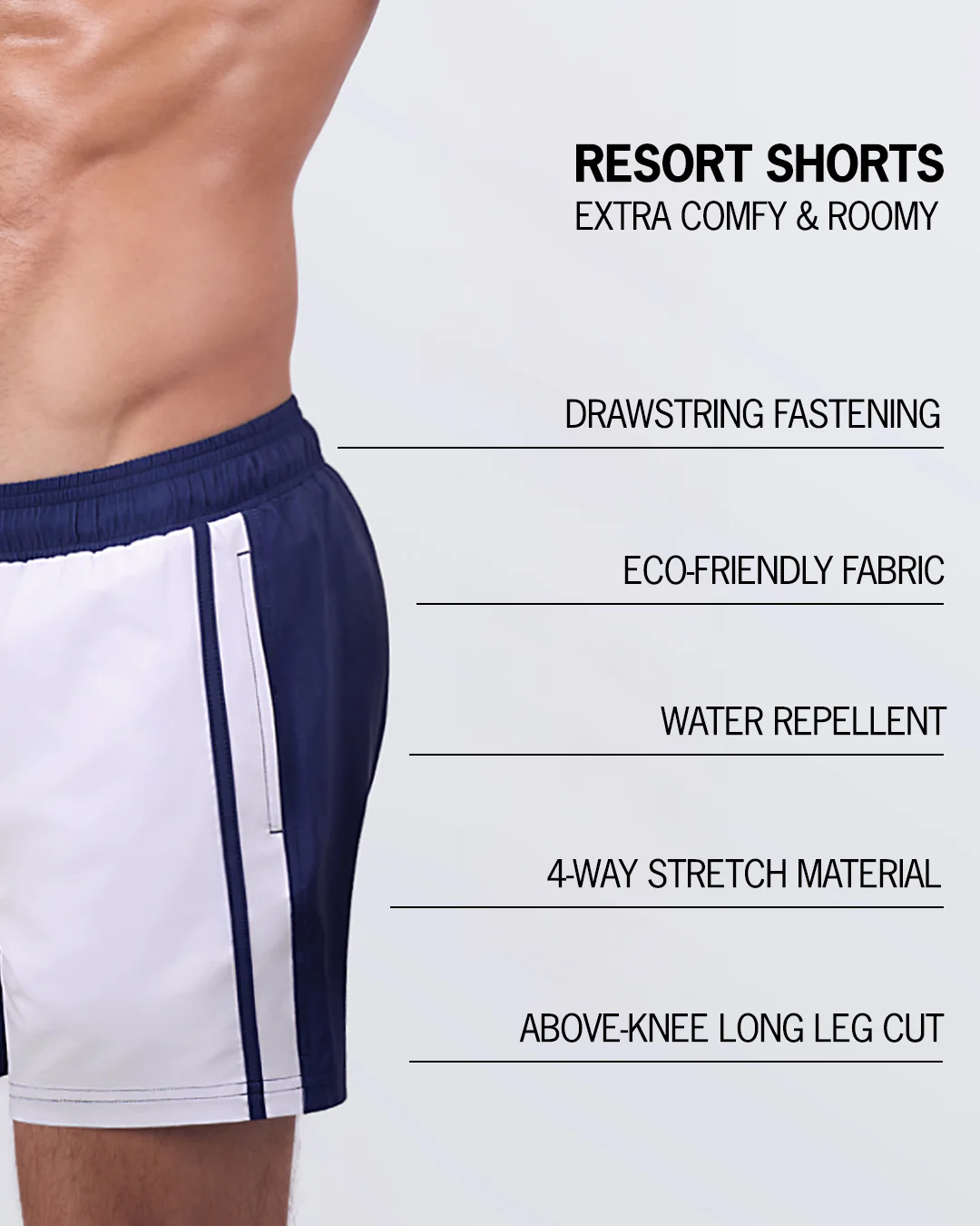 CASINO ROYALE (WHITE + NAVY BLUE) - Resort Shorts - Image 4