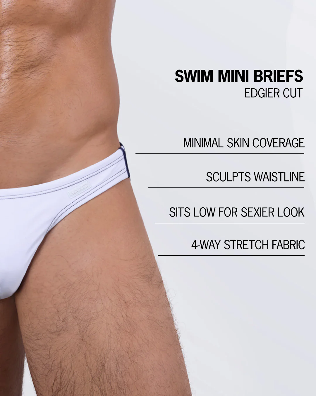 CASINO ROYALE (WHITE + NAVY BLUE) - Swim Mini Brief - Image 4