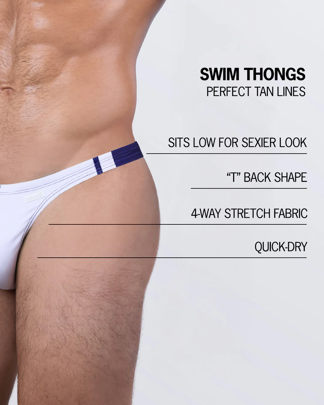 CASINO ROYALE (WHITE + NAVY BLUE) - Swim Thong - Image 4