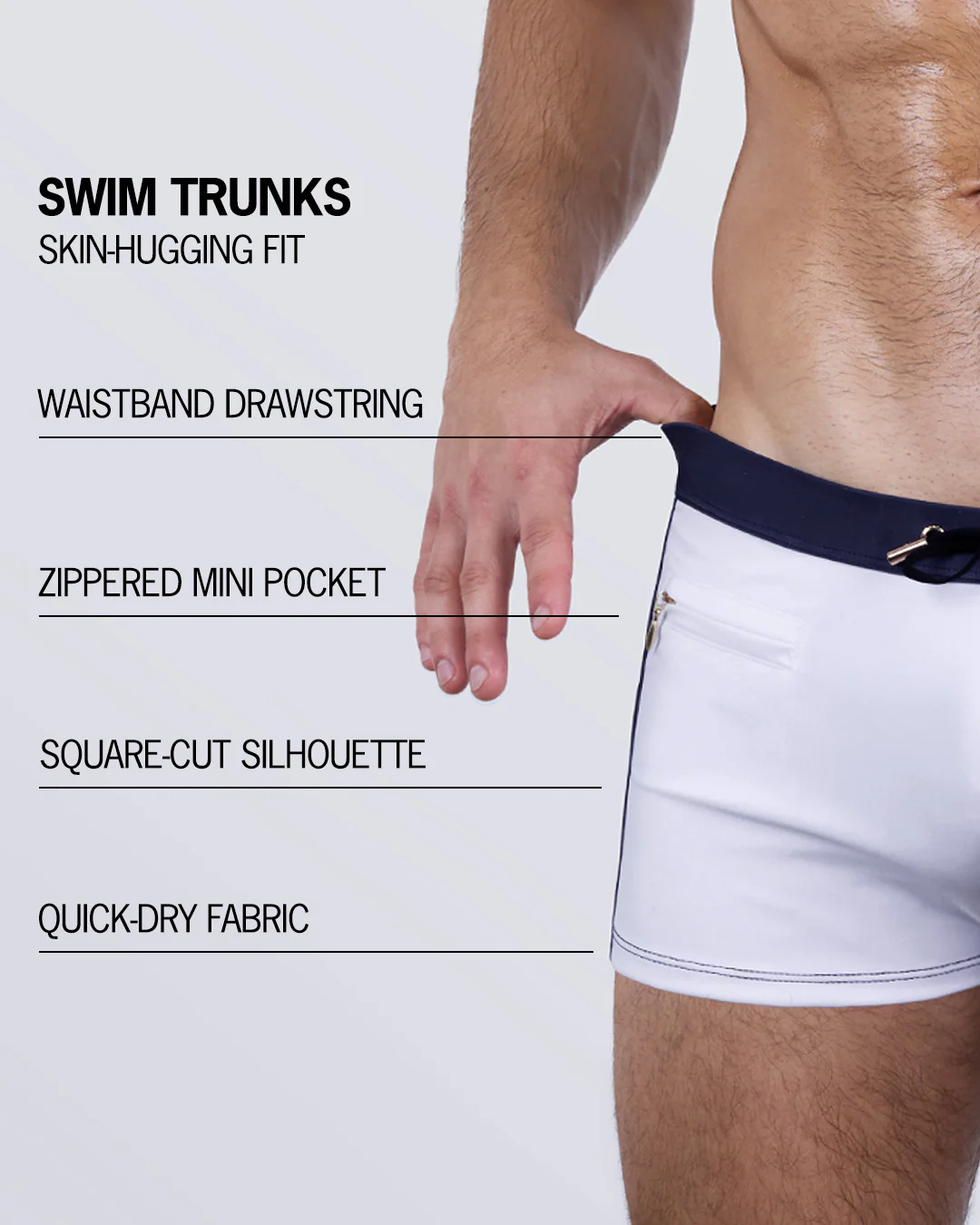 CASINO ROYALE (WHITE + NAVY BLUE) - Swim Trunks - Image 4