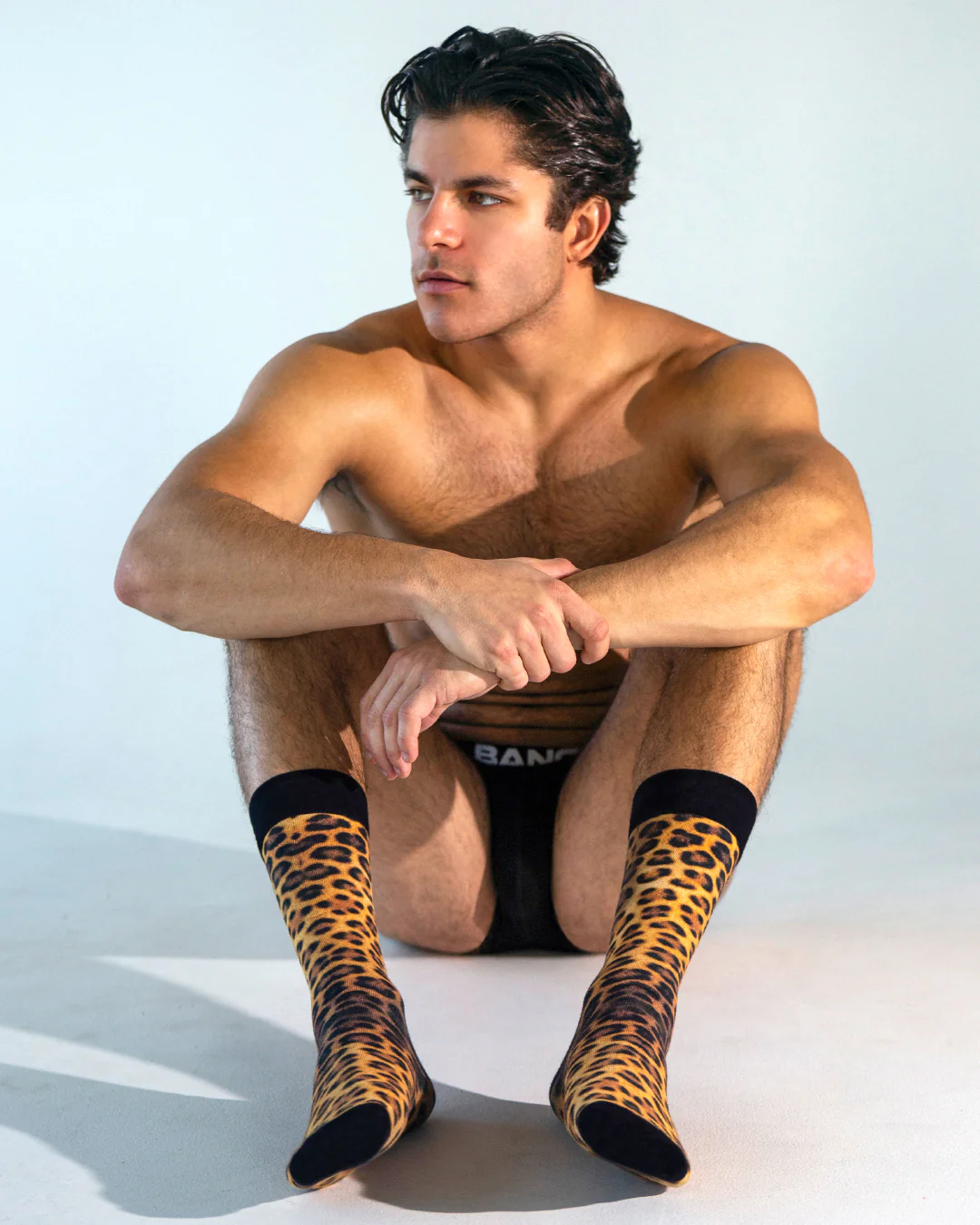 COTTON CREW SOCKS - Leopard + Black - Image 3