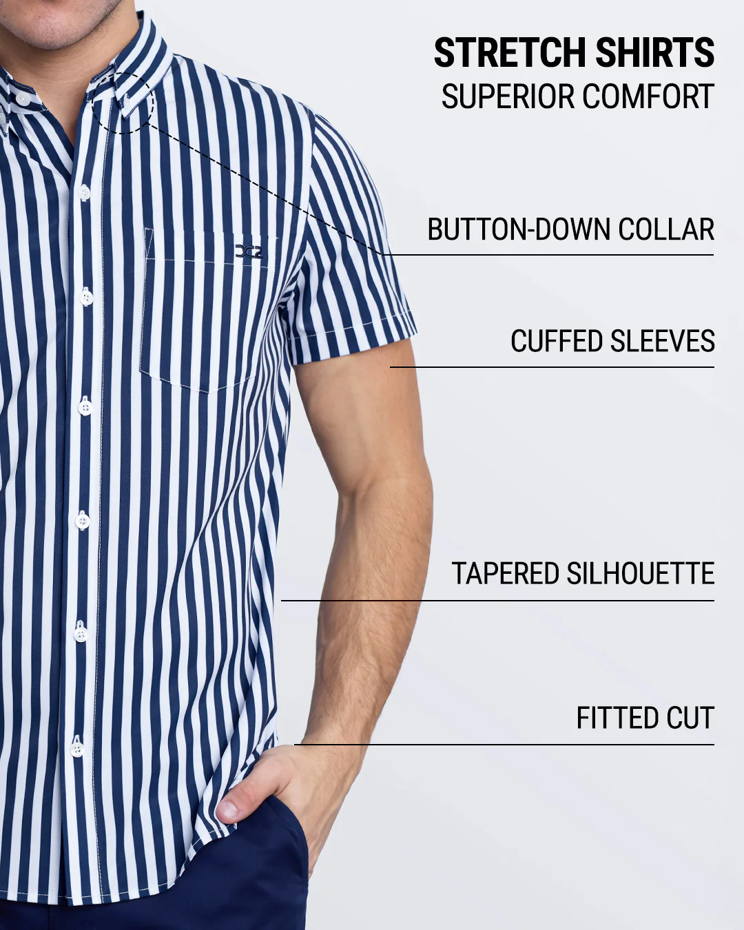 FAST LINES (NAVY BLUE) - Stretch Shirt | DC2 - Image 4