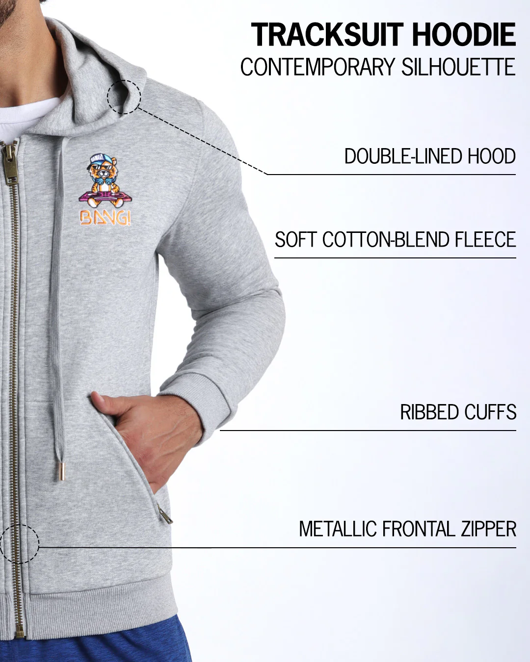 GREY - Tracksuit Hoodie Jacket - Image 7