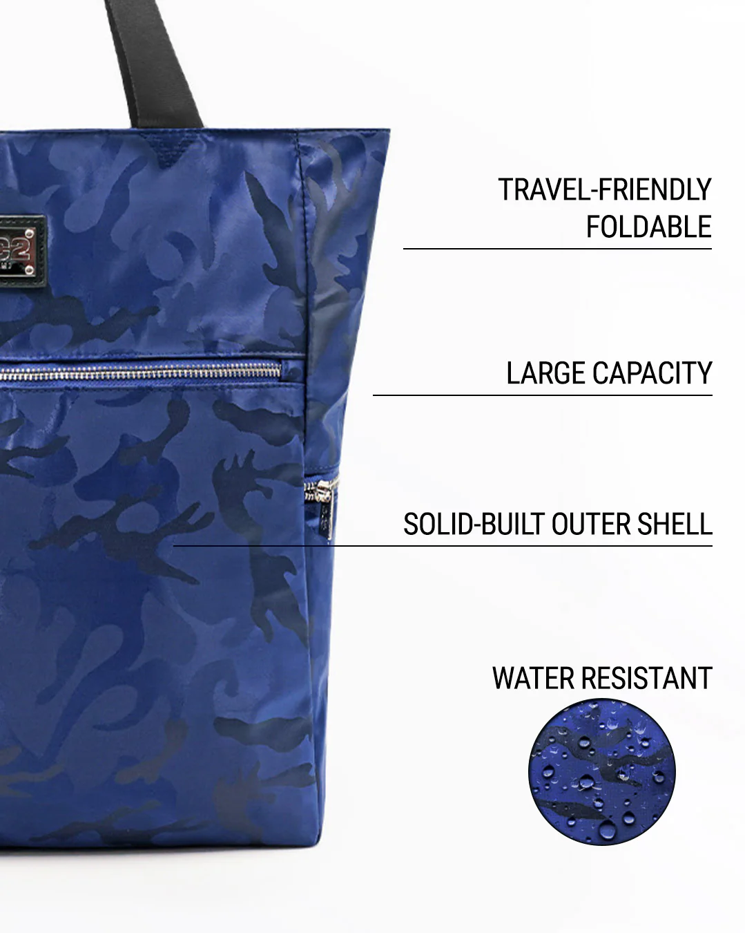NAVY BLUE CAMO - Poolside Tote Bag Foldable/Portable | DC2 - Image 7