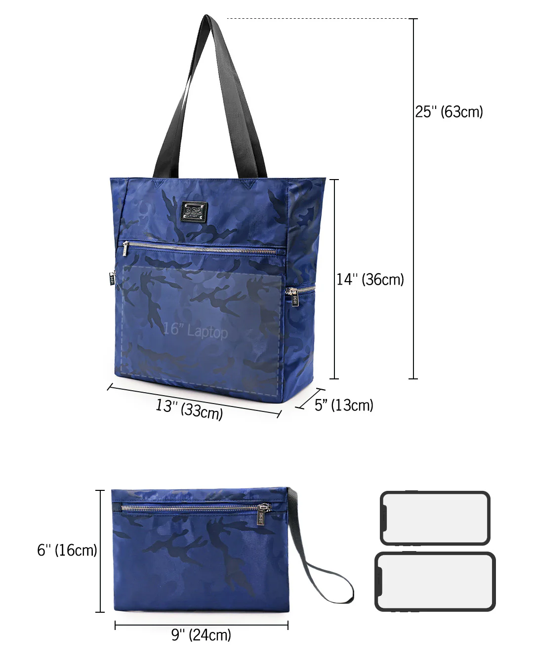 NAVY BLUE CAMO - Poolside Tote Bag Foldable/Portable | DC2 - Image 8