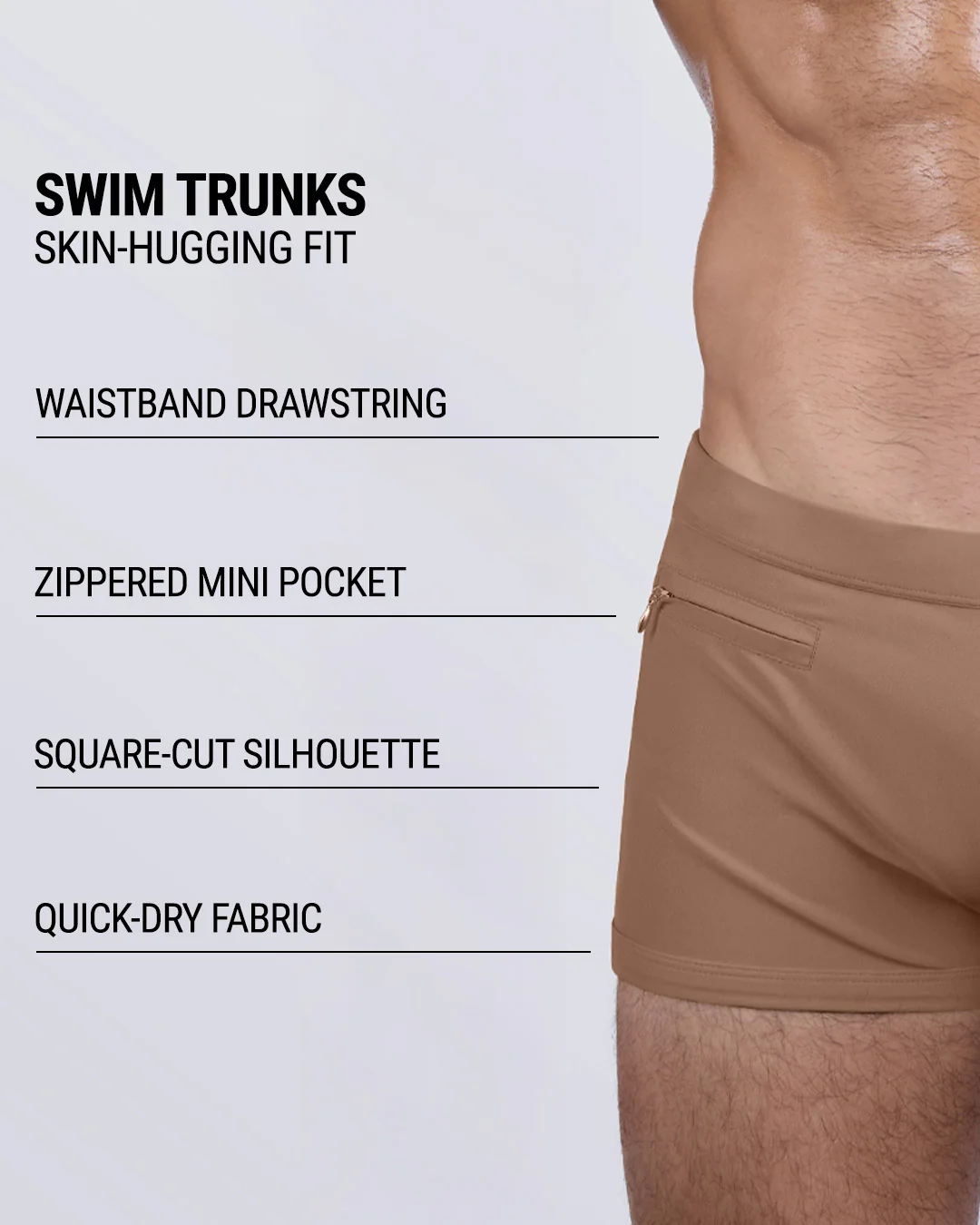 SKINNY DIP (TAN) - Swim Trunks | DC2 - Image 3
