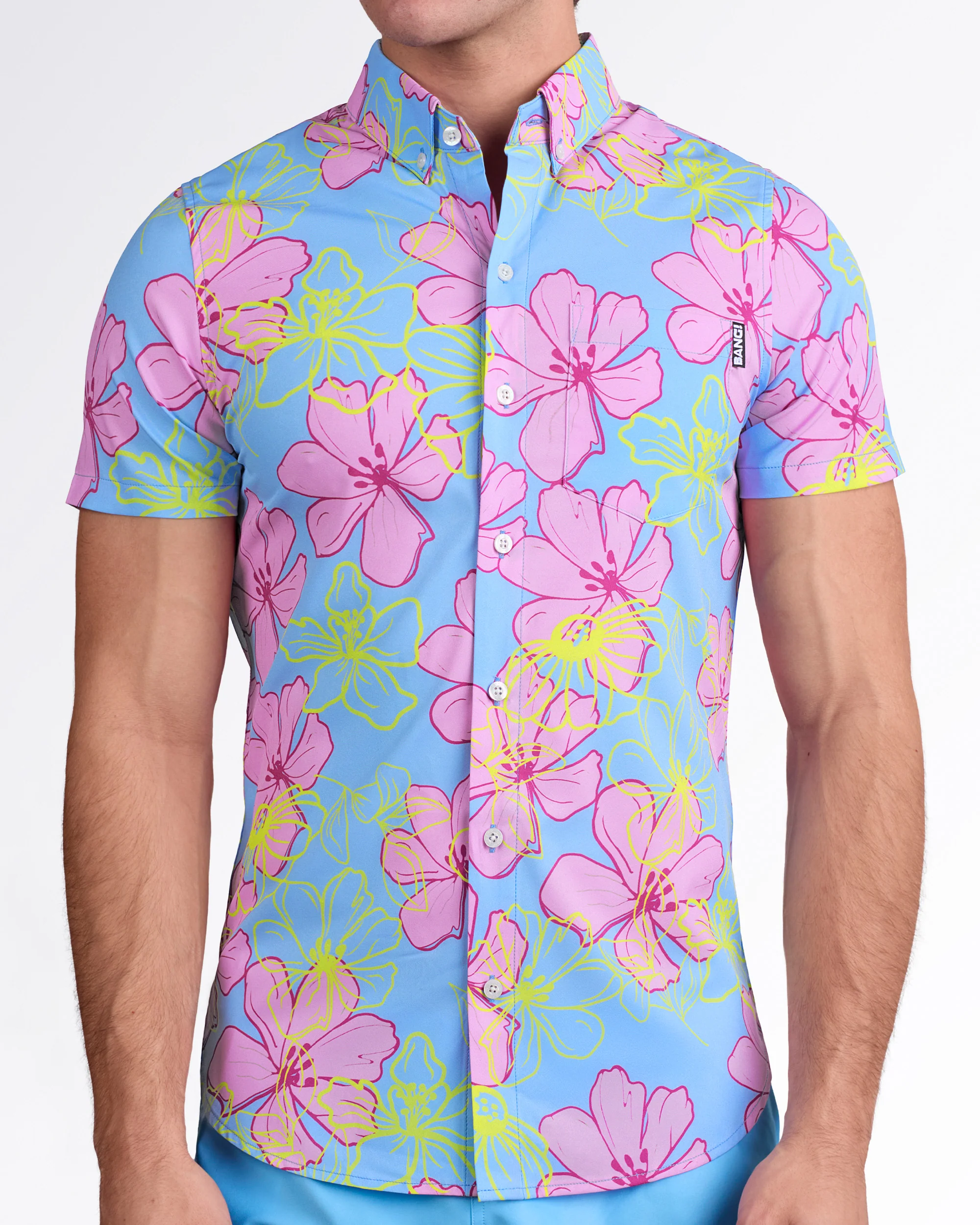 SURF FLOWERS (PINK/BLUE) - Stretch Shirt