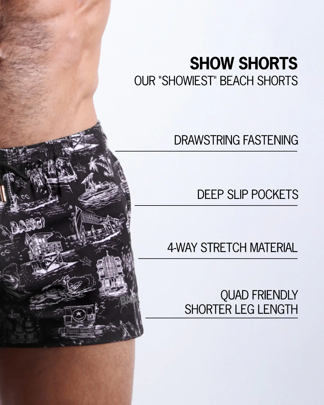 TOILE DE MIAMI (BLACK) - Show Shorts - Image 5