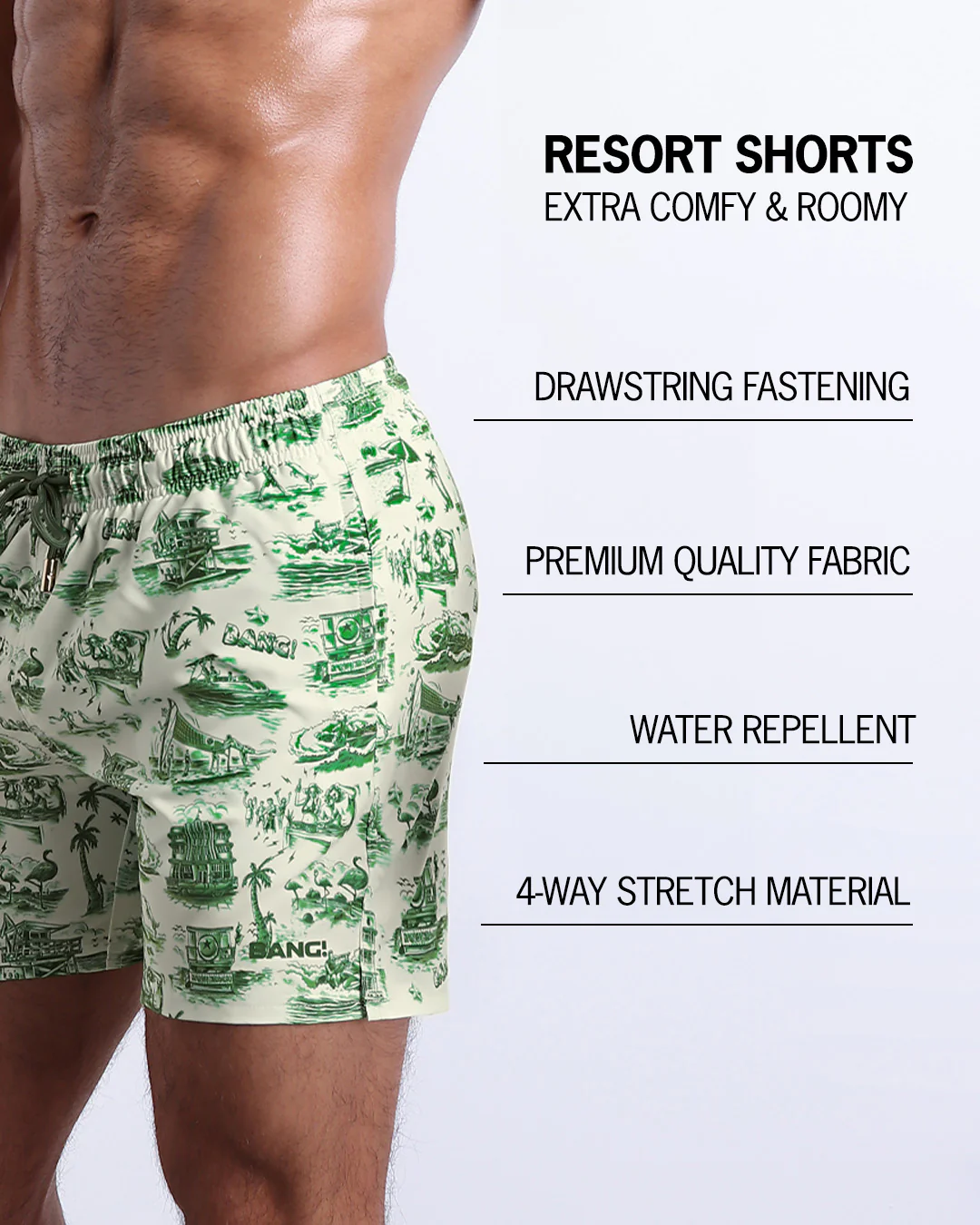 TOILE DE MIAMI (GREEN) - Resort Shorts - Image 5