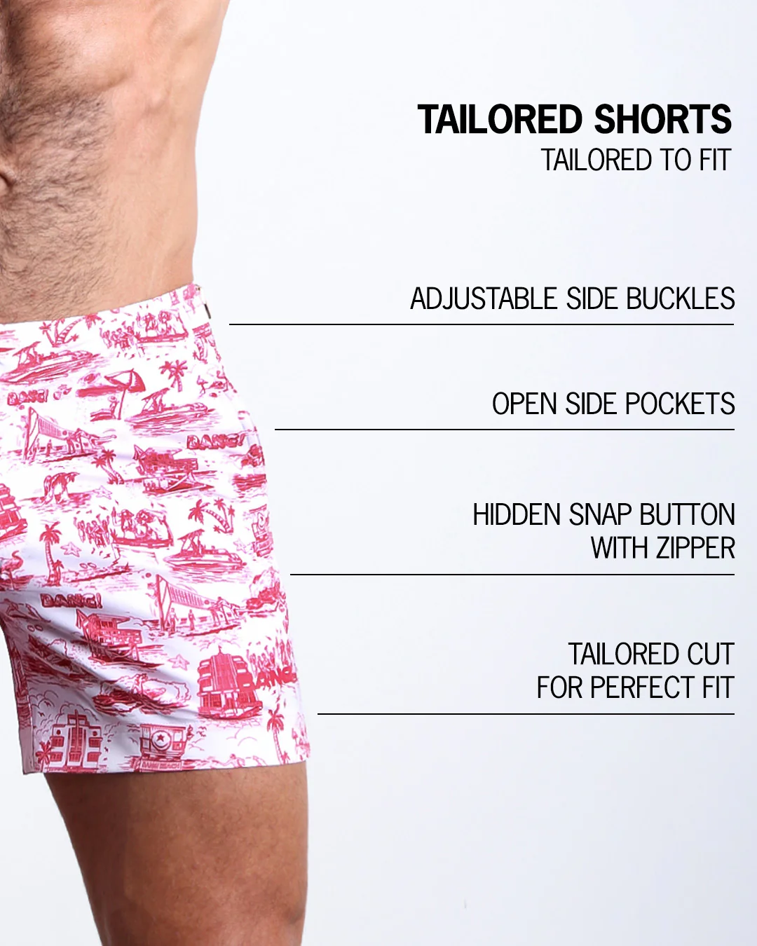 TOILE DE MIAMI (RED) - Tailored Shorts - Image 5